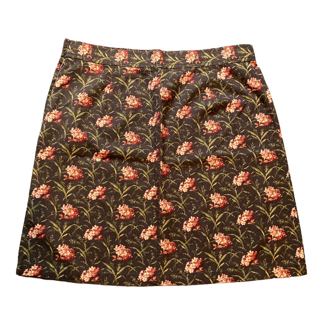 J Crew Floral Brown Cotton Pencil Skirt